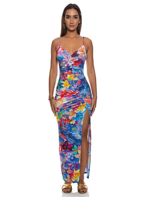 Luli Fama: Ruched Front Tank Maxi Dress (L851G64-111)