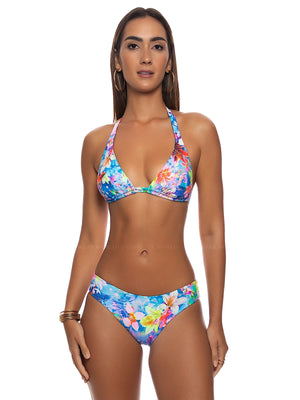 Luli Fama: Triangle Halter-Seamless Ruched Back Bikini (L85173P-111-L85152P-111)
