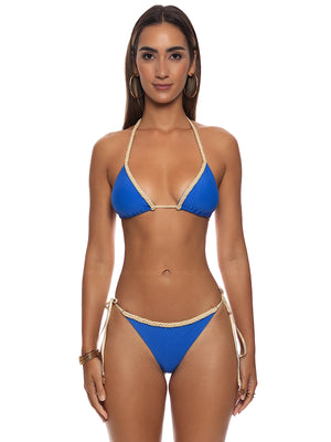 Luli Fama: Braided Triangle-Braided Ruched Back Tie Side Bikini (L80521T-340-L80502T-340)