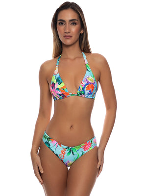 Luli Fama: Triangle Halter-Seamless Ruched Back Bikini (L88073P-111-L88052P-111)