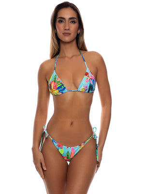 Luli Fama: Crystallized Seamless Triangle-Crystallized Seamless Wavy Ruched Back Tie Side Bikini (L88021C-111-L8802PC-111)