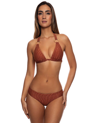 Luli Fama: Ring Triangle Halter-Seamless Ruched Back Bikini (L871U73-007-L87152P-007)
