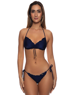 Luli Fama: Wavey Tunnel Bandeau-Wavey Ruched Tie Side Bikini (L17603-018-L17602F-018)