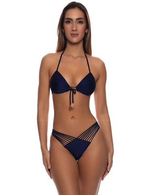 Luli Fama: Molded Push-Up Bandeau Halter-Strappy Ruched Back Bikini (L176435-018-L17620-018)