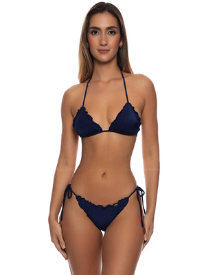 Luli Fama: Wavey Triangle-Wavey Ruched Back Tie Side Bikini (L17601-018-L17602-018)
