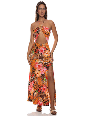 Luli Fama: Halter Ring Cut Out Maxi Dress (L885B85-111)