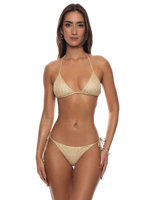 Luli Fama: Seamless Triangle-Seamless Ruched Back Tie Side Bikini (L88421W-014-L88402W-014)