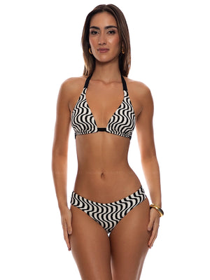 Luli Fama: Triangle Halter-Seamless Ruched Back Bikini (L88873P-151-L88852P-151)