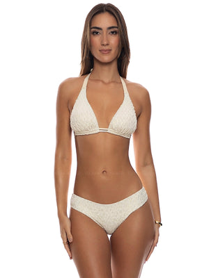 Luli Fama: Triangle Halter-Seamless Ruched Back Bikini (L88273P-03G-L88252H-03G)