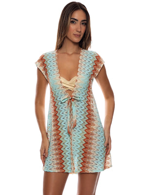 Luli Fama: V-Neck Tie Cover-Up (L881Q82-111)