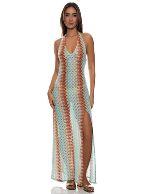 Luli Fama: Halter Long Dress (L88188W-111)