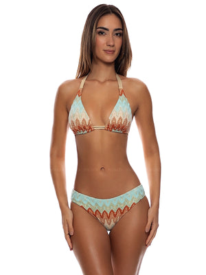 Luli Fama: Triangle Halter-Seamless Ruched Back Bikini (L88173W-111-L881W52-111)