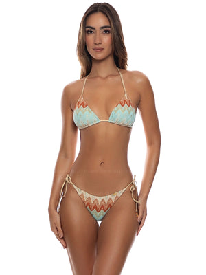 Luli Fama: Seamless Triangle-Seamless Ruched Back Tie Side Bikini (L88121W-111-L88102W-111)