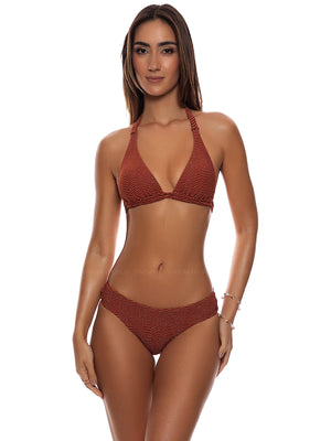 Luli Fama: Triangle Halter-Seamless Ruched Back Bikini (L88373P-237-L88352P-237)