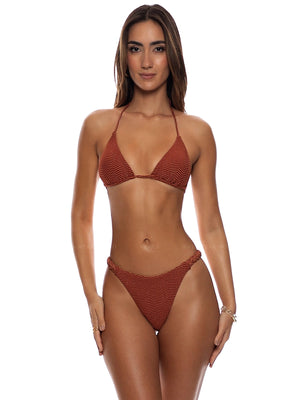 Luli Fama: Seamless Triangle-Braided Ruched Back Bikini (L88321P-237-L88347H-237)