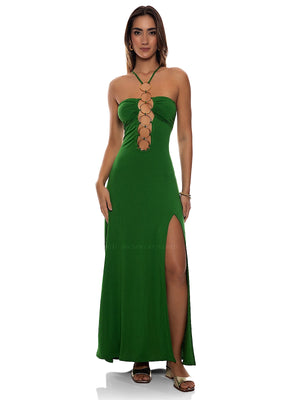 Luli Fama: Halter Ring Long Dress (L804F73-048)