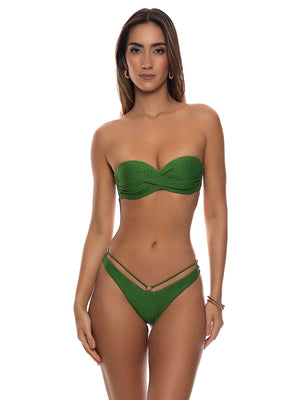 Luli Fama: Underwire Push Up Bandeau-Strappy Loop Scrunch Bikini (L835083-048-L835J22-048)