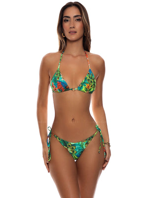 Luli Fama: Seamless Ring Triangle-Seamless Ruched Back Tie Side Bikini (L890M21-111-L89002P-111)