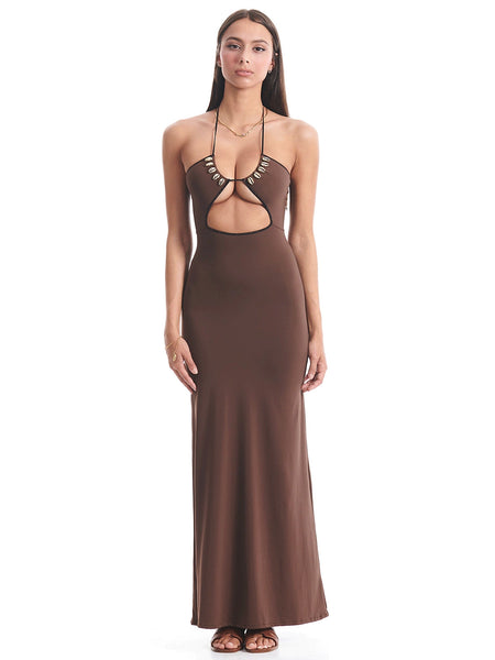 Seashell: Amy Halter Dress (WT0085_SS-CACAO) L