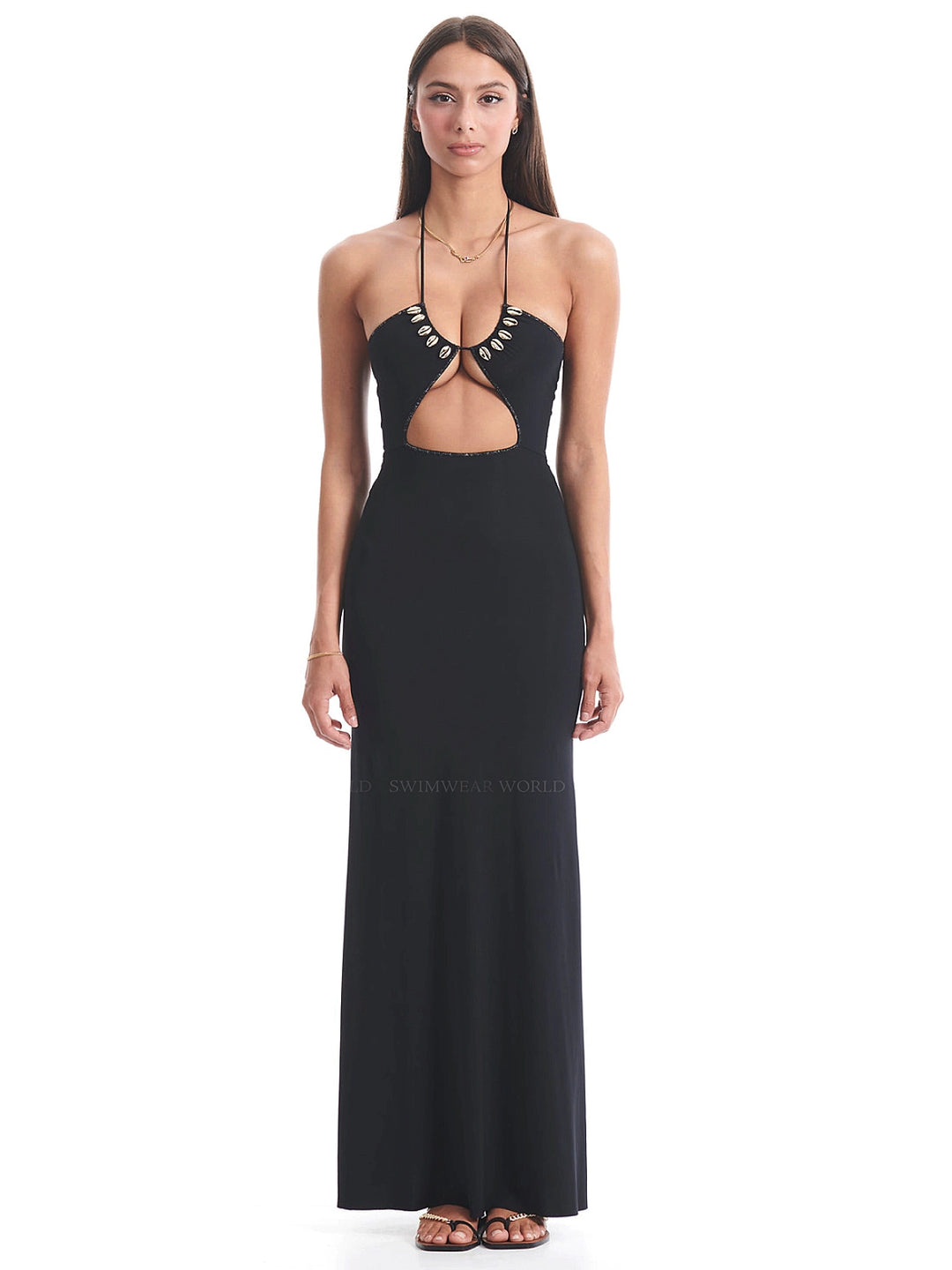 Seashell: Amy Halter Dress (WT0085_SS-BLACK) S