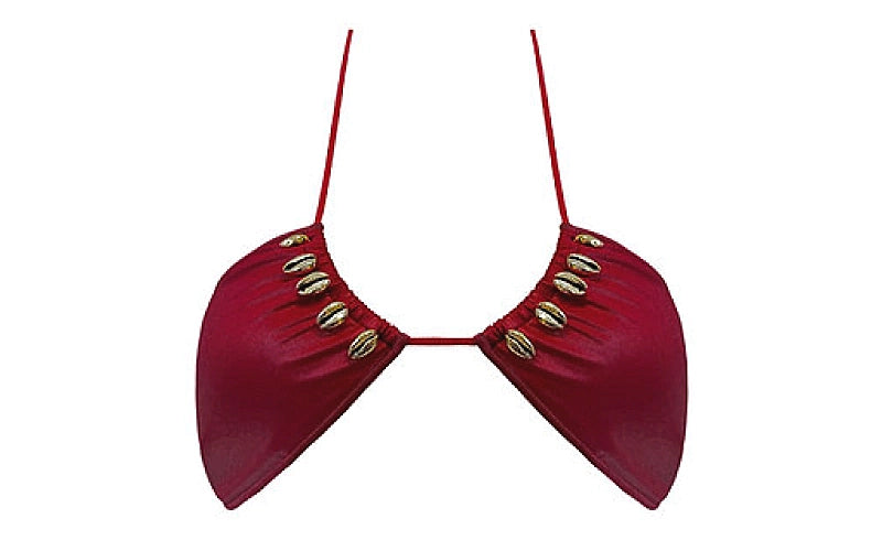 Seashell: June Halter-Pearl Tie Side Bikini (WT0001_SS-RED-WT0002_SS ...