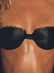 Seashell: Frida Balconette-Cleo Tie Side Bikini (WT0007_SS-BLACK-WT0008_SS-BLACK)