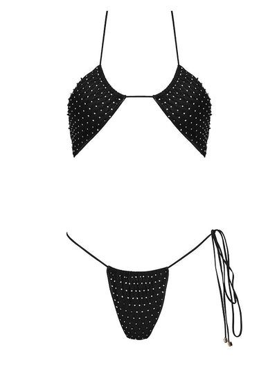 Seashell: Amelie Halter-Amelie Tie Side Bikini (WT0005_SS-BLACK)
