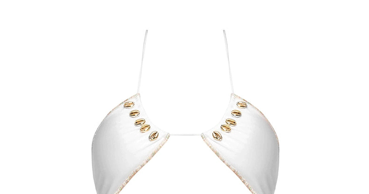 Seashell: June Halter-Pearl Tie Side Bikini | Swimwear World