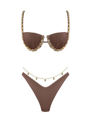 Seashell: Colette-Alana Bikini (WT0035-SS-CACAO-WT0036-SS-CACAO)