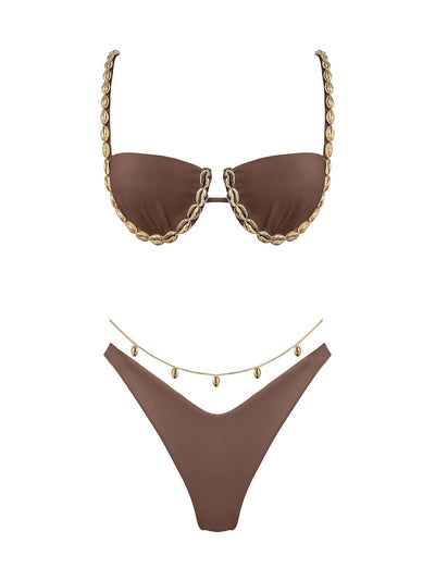 Seashell: Colette-Alana Bikini (WT0035-SS-CACAO-WT0036-SS-CACAO)