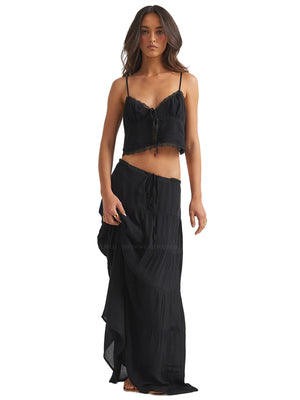 SNDYS: Ophelia Tie Up Cami-Ophelia Skirt (SFT801-BLK-SFSK998-BLK)