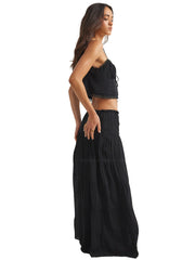 SNDYS: Ophelia Tie Up Cami-Ophelia Skirt (SFT801-BLK-SFSK998-BLK)