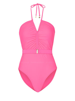 Milly: Ruched Halter One Piece (18VW51-PNK)