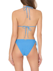Milly: Lori Textured Triangle-Lori Textured Side Tie Bikini (45VX04-BLUE-45VY04-BLUE)