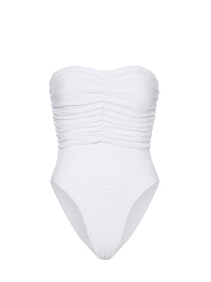 Milly: Textured Ruched One Piece (45FW62-WHT)