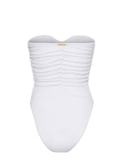 Milly: Textured Ruched One Piece (45FW62-WHT)