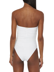 Milly: Textured Ruched One Piece (45FW62-WHT)