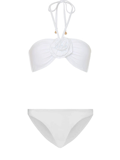 Milly: Floral Applique Halter-Margot Bikini (18VX29-WHT-18MY26-WHT)