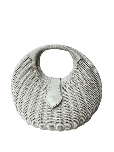 Jelavu: Luna Moon Shaped Rattan Bag (JELB-LUNA-WHT)