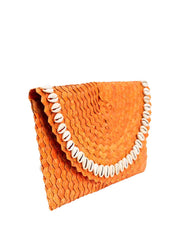 Jelavu: Pandegelang Raffia Seashell Clutch (JELB-PANDEGEL-ORNG)