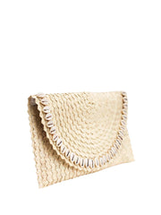 Jelavu: Pandegelang Raffia Seashell Clutch (JELB-PANDEGEL-WHT)