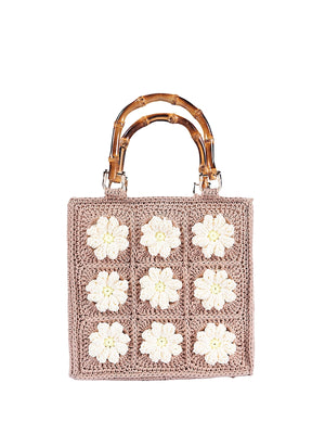 Jelavu: Blossom Crochet Crossbody Bag (JELB-BLOSSOM-NAT)