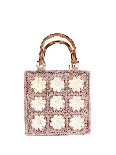 Jelavu: Blossom Crochet Crossbody Bag (JELB-BLOSSOM-NAT)