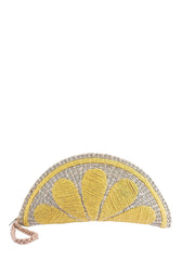 Jelavu: Capri Fruit Embroidery Clutch (JELB-CAPRIFRU-LEM)