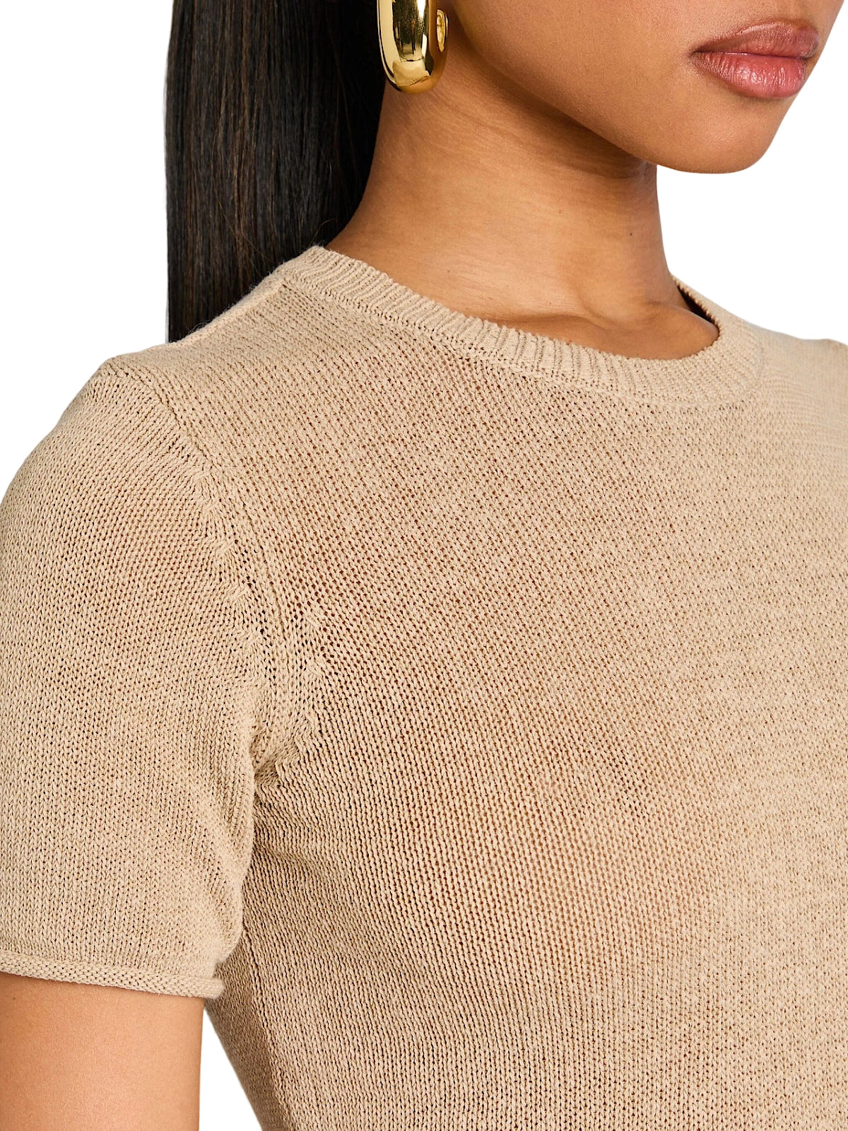 SER.O.YA: Clare Knit Baby Tee-Kora Knit Maxi Skirt (S-SS25-4859-12-STONE-S-SS25-3839-16-STONE)