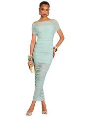 SER.O.YA: Noel Off-Shoulder Midi Dress (S-SS25-4270-17-FROSE)