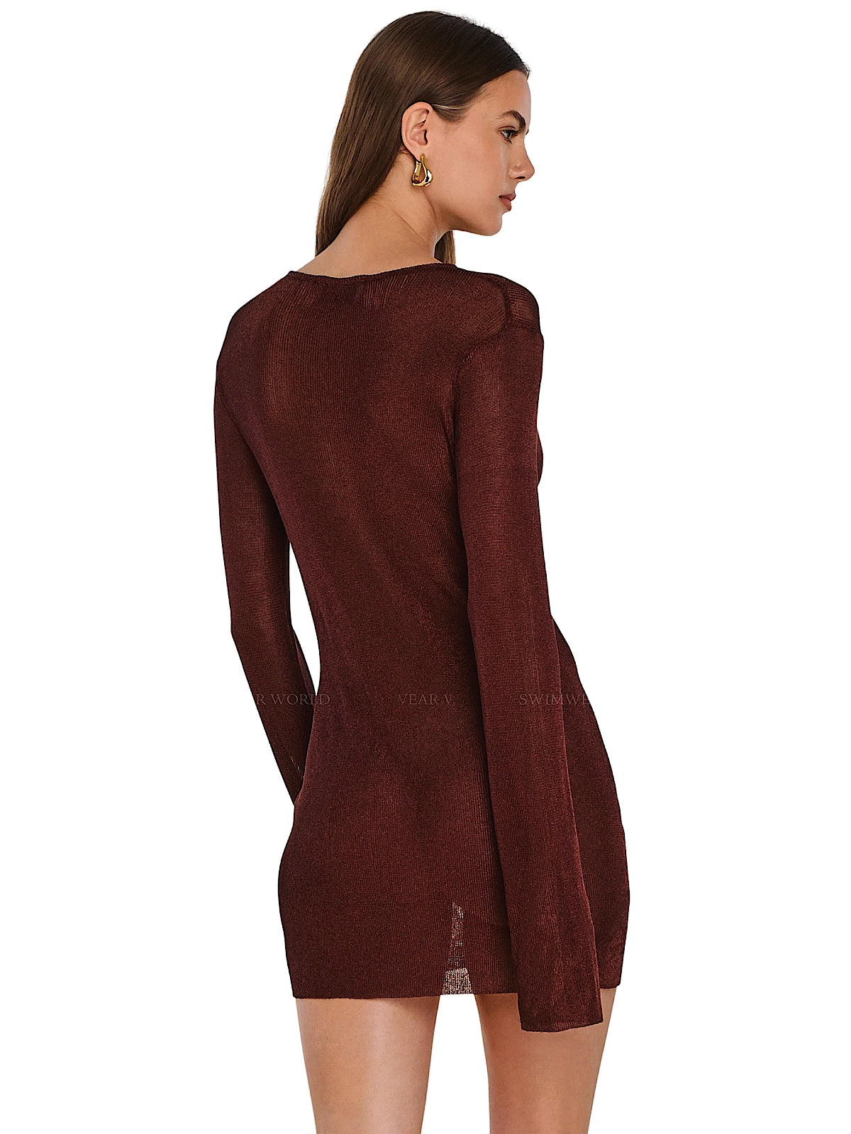 SER.O.YA: Emeri Metallic Knit Mini Dress (S-SS26-4913-17-RUST)