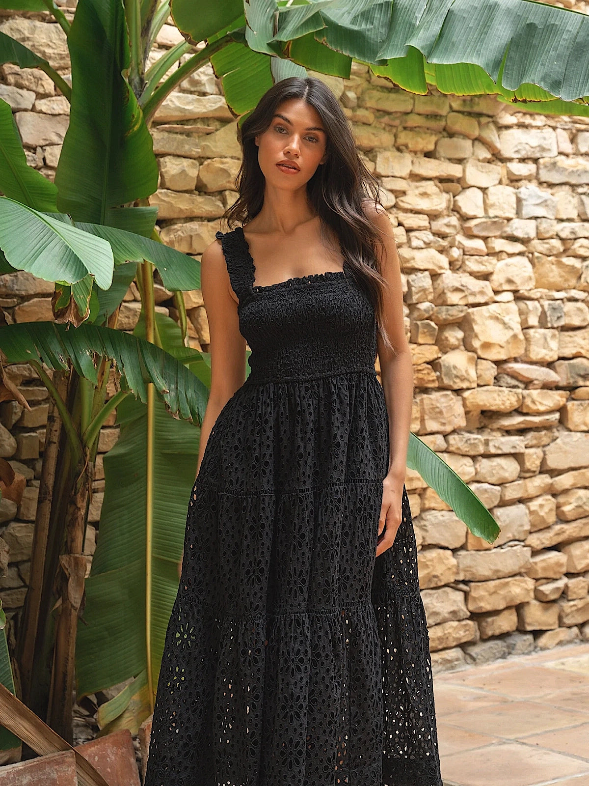 Change of Scenery: Kristen Eyelet Dress (2405SSE6001BK)