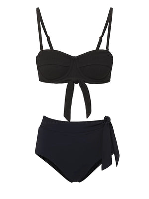 Change of Scenery: Nellie-Side Tie High Waist Bikini (2405TEX2025BK-2611TEX3029TBK)