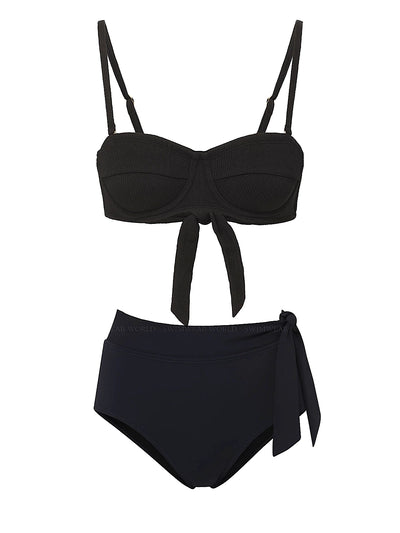 Change of Scenery: Nellie-Side Tie High Waist Bikini (2405TEX2025BK-2611TEX3029TBK)